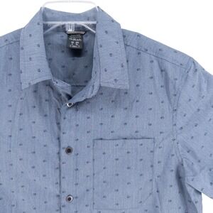 Rab Offgrid Shirt Mens Size L Blue Print AOP Outdoor Hiking Short Sleeve Pockets